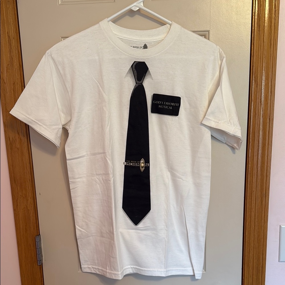 White Book of Mormon Graphic T-Shirt with Black Tie Design